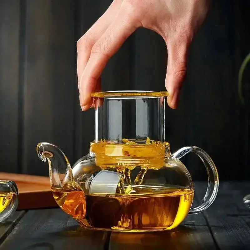 High Borosilicate Glass Flower Teapot Set: Heat - Resistant, Filterable, 400ml/1000ml" - Shellcreations