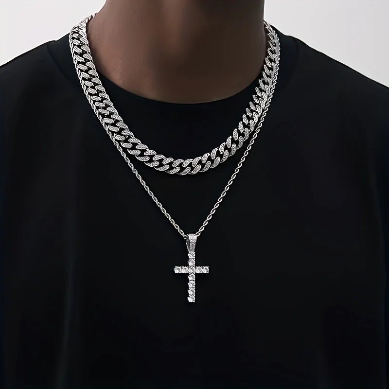 Iced Out Cross Pendant Men Religious Jewelry Women Christian Crucifix Gifts 14K Gold Plated Cubic Zirconia Jesus Cross Necklace - Shellcreations