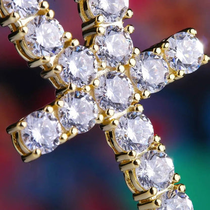 Iced Out Cross Pendant Men Religious Jewelry Women Christian Crucifix Gifts 14K Gold Plated Cubic Zirconia Jesus Cross Necklace - Shellcreations