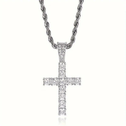 Iced Out Cross Pendant Men Religious Jewelry Women Christian Crucifix Gifts 14K Gold Plated Cubic Zirconia Jesus Cross Necklace - Shellcreations