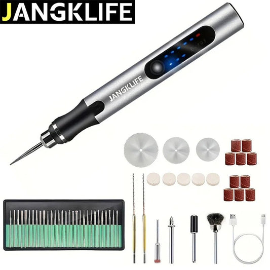 JANGKLIFE USB Cordless Rotary Tool Kit Woodworking Engraving Pen DIY For Jewelry Metal Glass Mini Wireless Drill - Shellcreations
