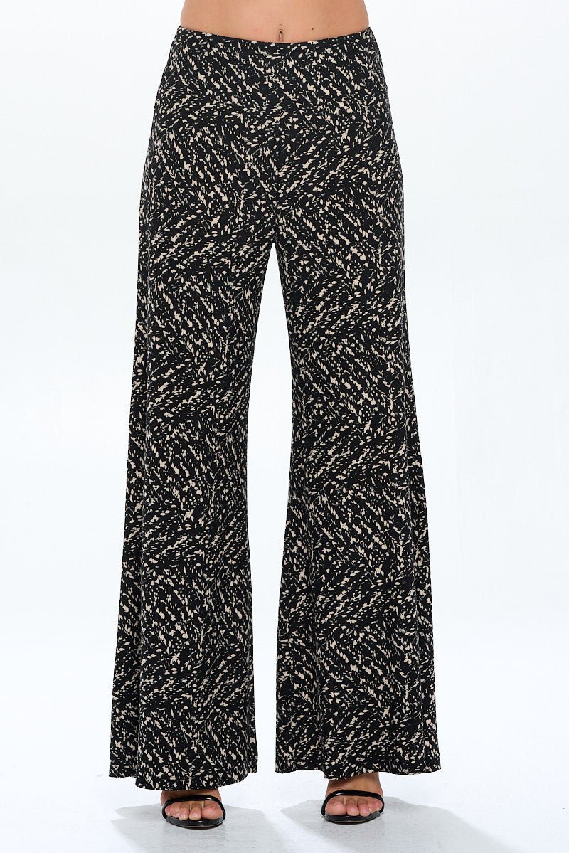 Knit Print Wide Leg Pants with Thick Waistband - Shellcreations