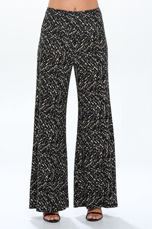 Knit Print Wide Leg Pants with Thick Waistband - Shellcreations