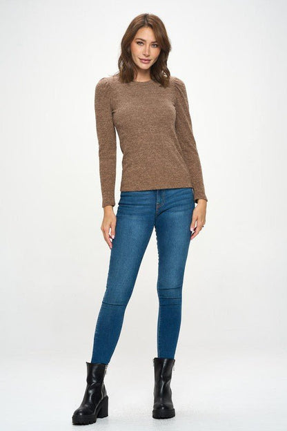 Knit Round neck Long Sleeve Top - Shellcreations