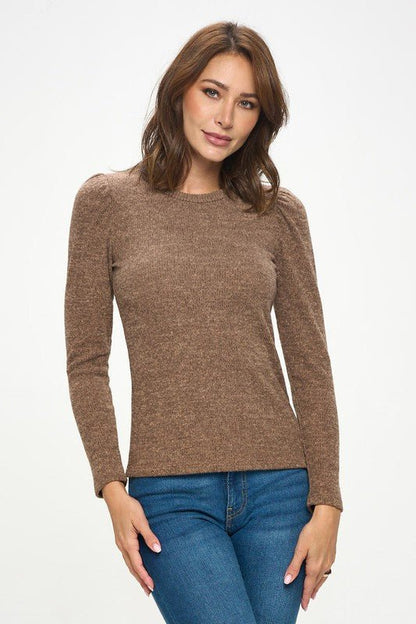 Knit Round neck Long Sleeve Top - Shellcreations
