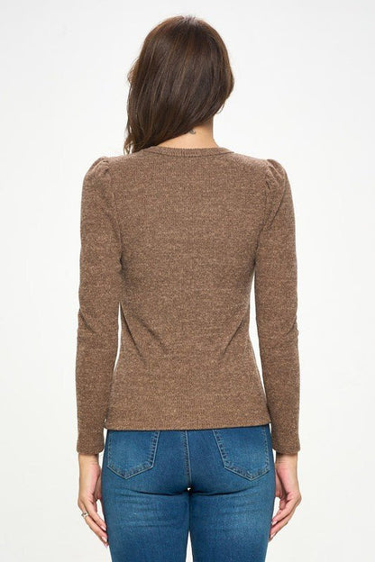 Knit Round neck Long Sleeve Top - Shellcreations