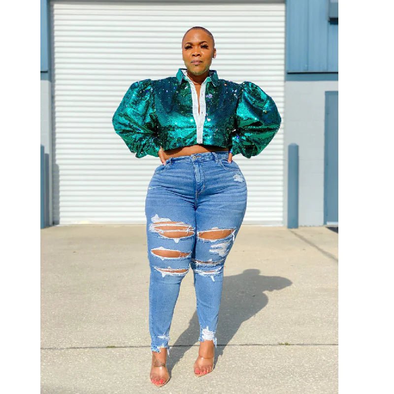 Large Denim Trousers for Women - Shellcreations