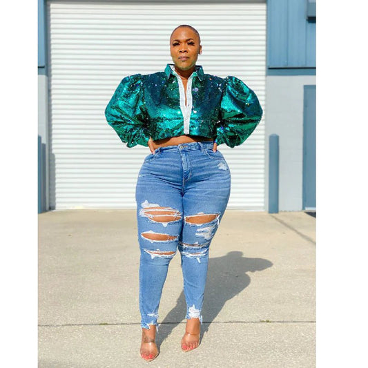 Large Denim Trousers for Women - Shellcreations