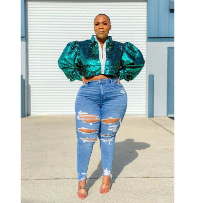 Large Denim Trousers for Women - Shellcreations