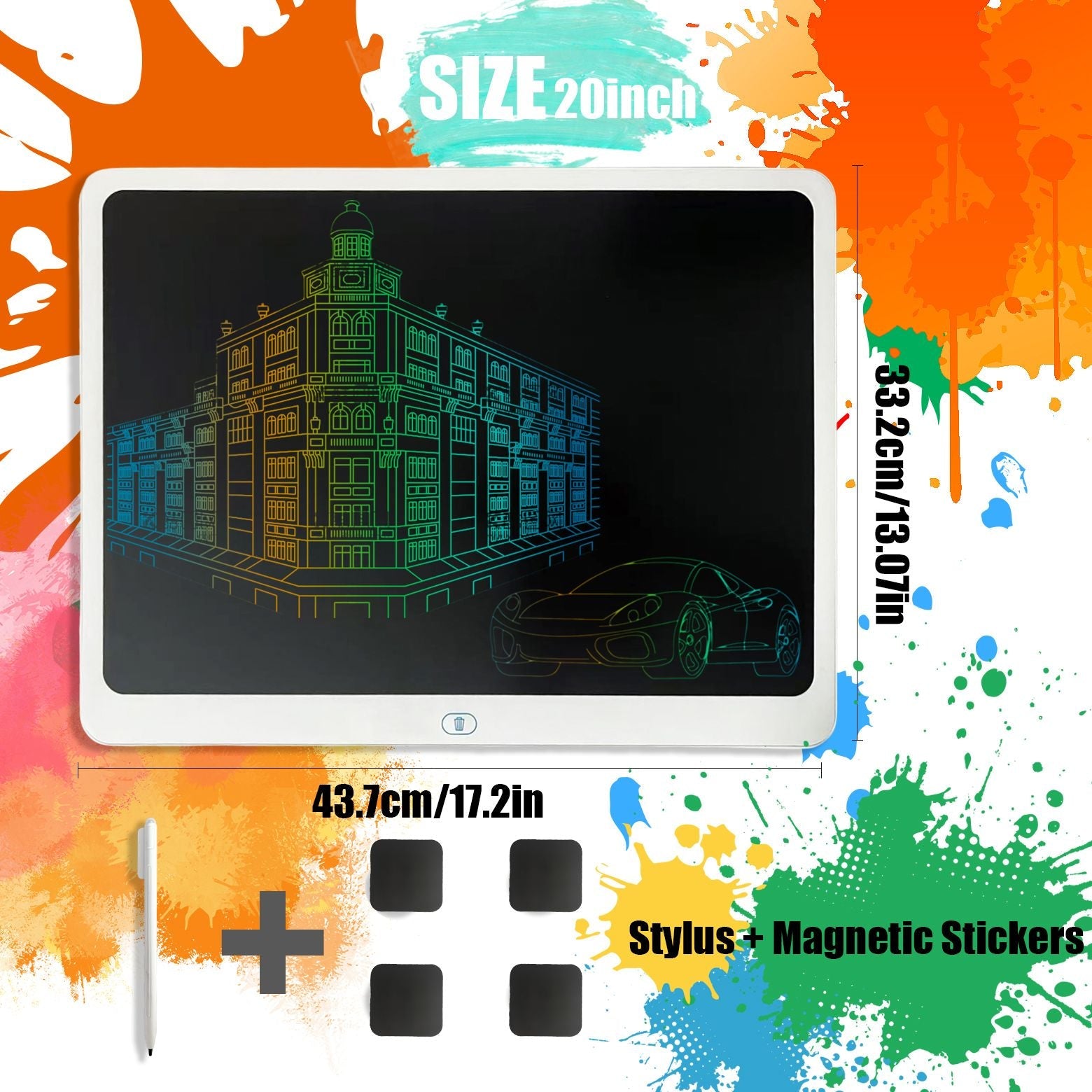 LCD Writing Tablet, Valentines Day Gifts for Kids,20 Inch Colorful Toddler Doodle Board Drawing Tablet, Erasable Reusable Electronic Drawing Pads, Educational and Learning Toys for Kids - Shellcreations