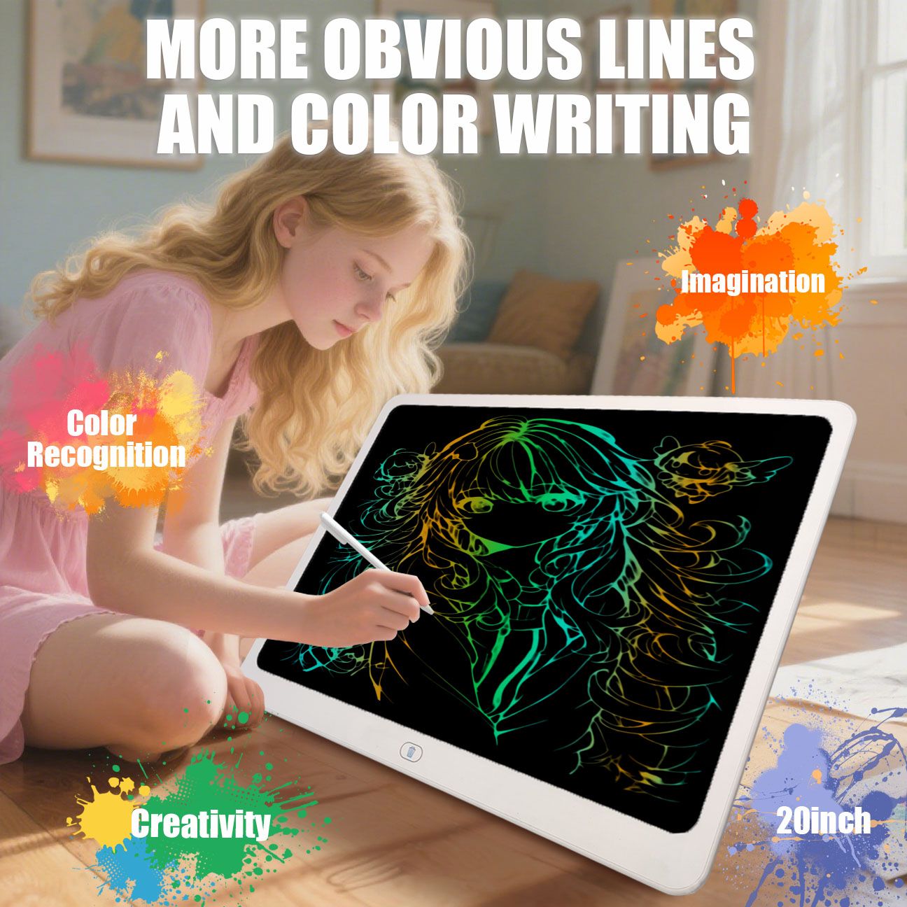 LCD Writing Tablet, Valentines Day Gifts for Kids,20 Inch Colorful Toddler Doodle Board Drawing Tablet, Erasable Reusable Electronic Drawing Pads, Educational and Learning Toys for Kids - Shellcreations