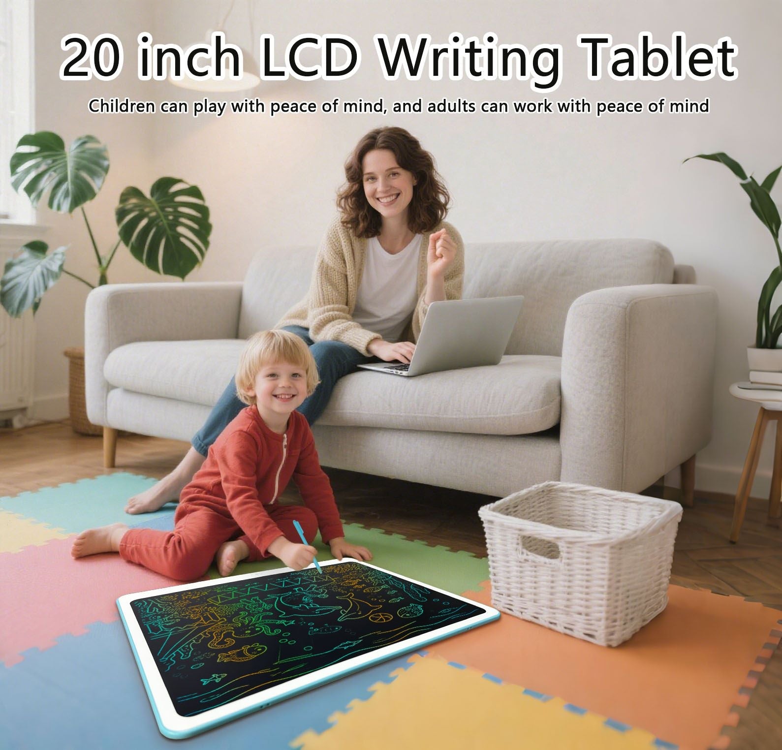 LCD Writing Tablet, Valentines Day Gifts for Kids,20 Inch Colorful Toddler Doodle Board Drawing Tablet, Erasable Reusable Electronic Drawing Pads, Educational and Learning Toys for Kids - Shellcreations