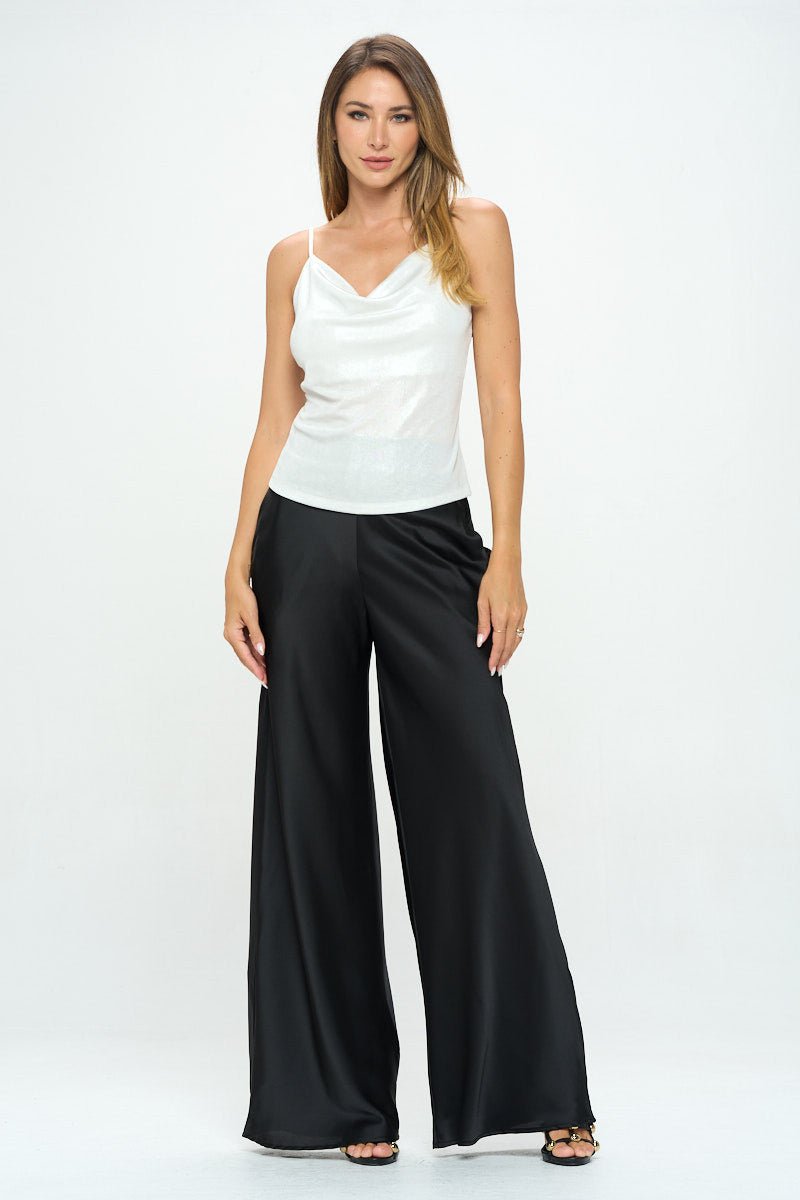 Lurex Metallic Knit Cowl neck Tank Top - Shellcreations