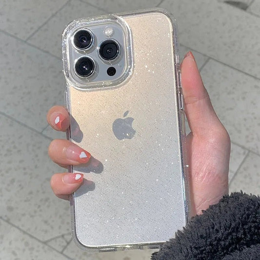Luxury Bling Glitter Clear Phone Case for iPhone 16 15 14 13 12 11 Pro Max Plus Mini Silicone Soft Transparent Bumper Cover - Shellcreations