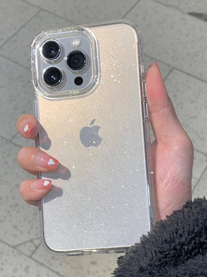Luxury Bling Glitter Clear Phone Case for iPhone 16 15 14 13 12 11 Pro Max Plus Mini Silicone Soft Transparent Bumper Cover - Shellcreations