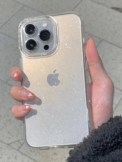 Luxury Bling Glitter Clear Phone Case for iPhone 16 15 14 13 12 11 Pro Max Plus Mini Silicone Soft Transparent Bumper Cover - Shellcreations