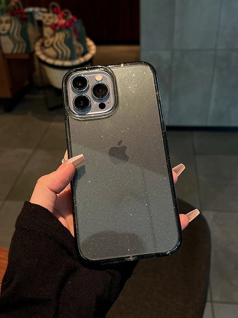 Luxury Bling Glitter Clear Phone Case for iPhone 16 15 14 13 12 11 Pro Max Plus Mini Silicone Soft Transparent Bumper Cover - Shellcreations