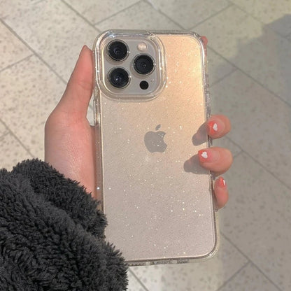 Luxury Bling Glitter Clear Phone Case for iPhone 16 15 14 13 12 11 Pro Max Plus Mini Silicone Soft Transparent Bumper Cover - Shellcreations
