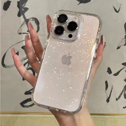 Luxury Bling Glitter Clear Phone Case for iPhone 16 15 14 13 12 11 Pro Max Plus Mini Silicone Soft Transparent Bumper Cover - Shellcreations