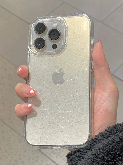 Luxury Bling Glitter Clear Phone Case for iPhone 16 15 14 13 12 11 Pro Max Plus Mini Silicone Soft Transparent Bumper Cover - Shellcreations
