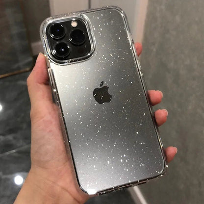 Luxury Bling Glitter Clear Phone Case for iPhone 16 15 14 13 12 11 Pro Max Plus Mini Silicone Soft Transparent Bumper Cover - Shellcreations
