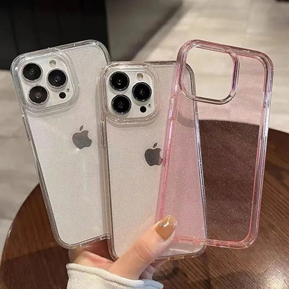 Luxury Bling Glitter Clear Phone Case for iPhone 16 15 14 13 12 11 Pro Max Plus Mini Silicone Soft Transparent Bumper Cover - Shellcreations