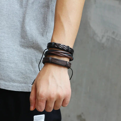 Men's Classic Woven Leather Bracelet - Shellcreations