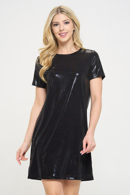 Metallic Short Sleeve Dress - Shellcreations