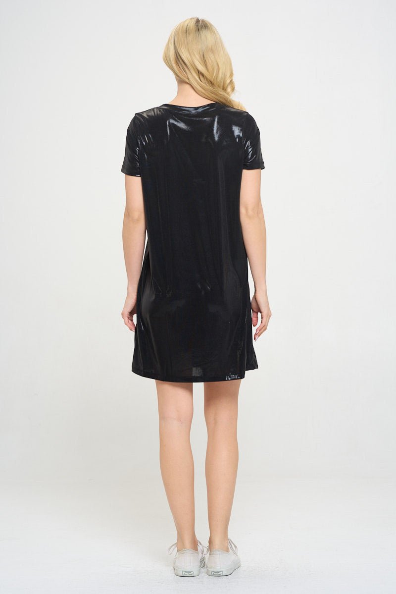 Metallic Short Sleeve Dress - Shellcreations