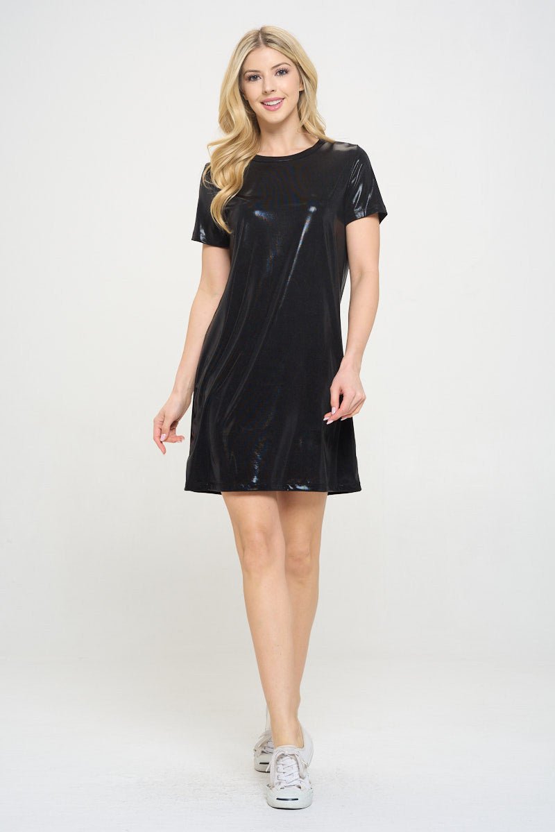 Metallic Short Sleeve Dress - Shellcreations