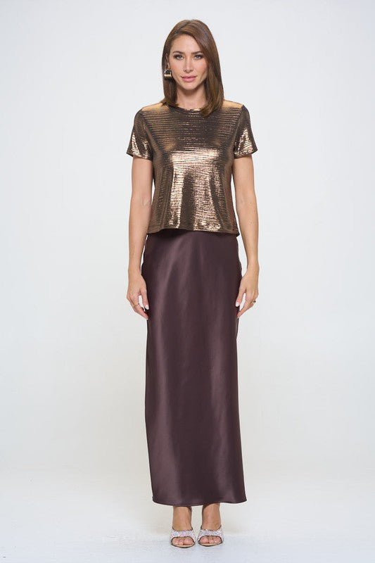 Metallic Textured Short Sleeve Top - Shellcreations