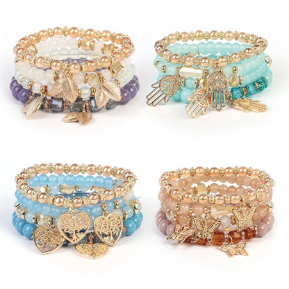 New Arrivals Luxury Bohemian Beads Jewelry Men Handmade Boho Gold Plated Charms Stretch Beaded Bracelet Sets Wholesale - Shellcreations