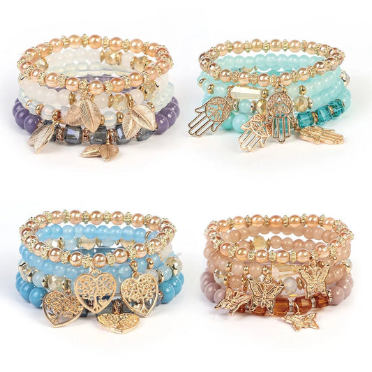 New Arrivals Luxury Bohemian Beads Jewelry Men Handmade Boho Gold Plated Charms Stretch Beaded Bracelet Sets Wholesale - Shellcreations
