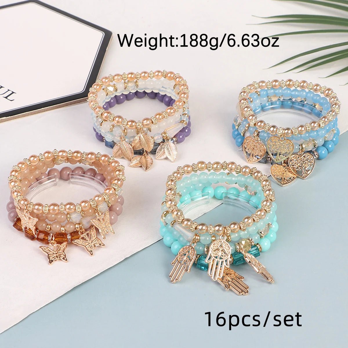 New Arrivals Luxury Bohemian Beads Jewelry Men Handmade Boho Gold Plated Charms Stretch Beaded Bracelet Sets Wholesale - Shellcreations