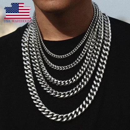Non Tarnish Free Waterproof Gold Plated Filled Stainless Steel Cuban Chain Men's Hip Hop Jewelry Cuban Link Chain Necklace - Shellcreations