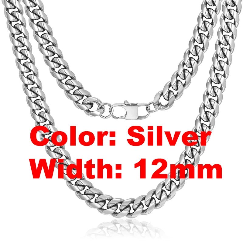 Non Tarnish Free Waterproof Gold Plated Filled Stainless Steel Cuban Chain Men's Hip Hop Jewelry Cuban Link Chain Necklace - Shellcreations
