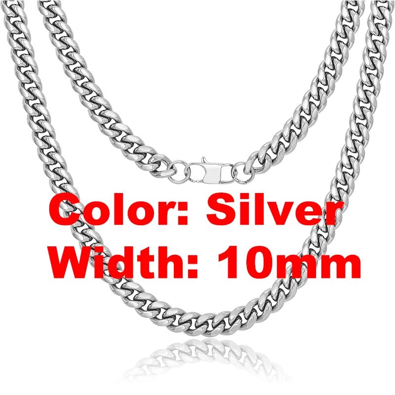 Non Tarnish Free Waterproof Gold Plated Filled Stainless Steel Cuban Chain Men's Hip Hop Jewelry Cuban Link Chain Necklace - Shellcreations