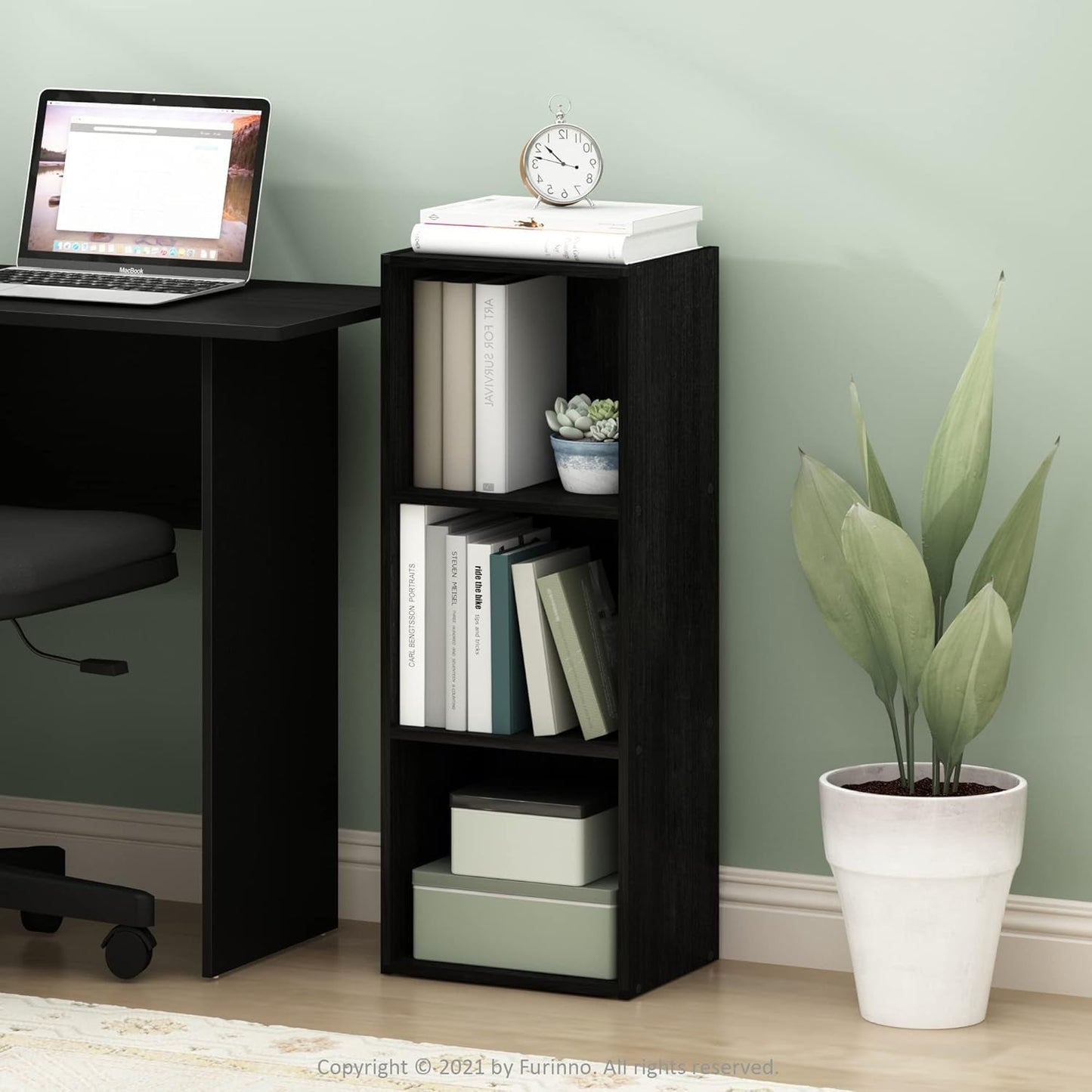 Pasir 3 - Tier No Tool Assembly Open Shelf Bookcase, Blackwood - Shellcreations