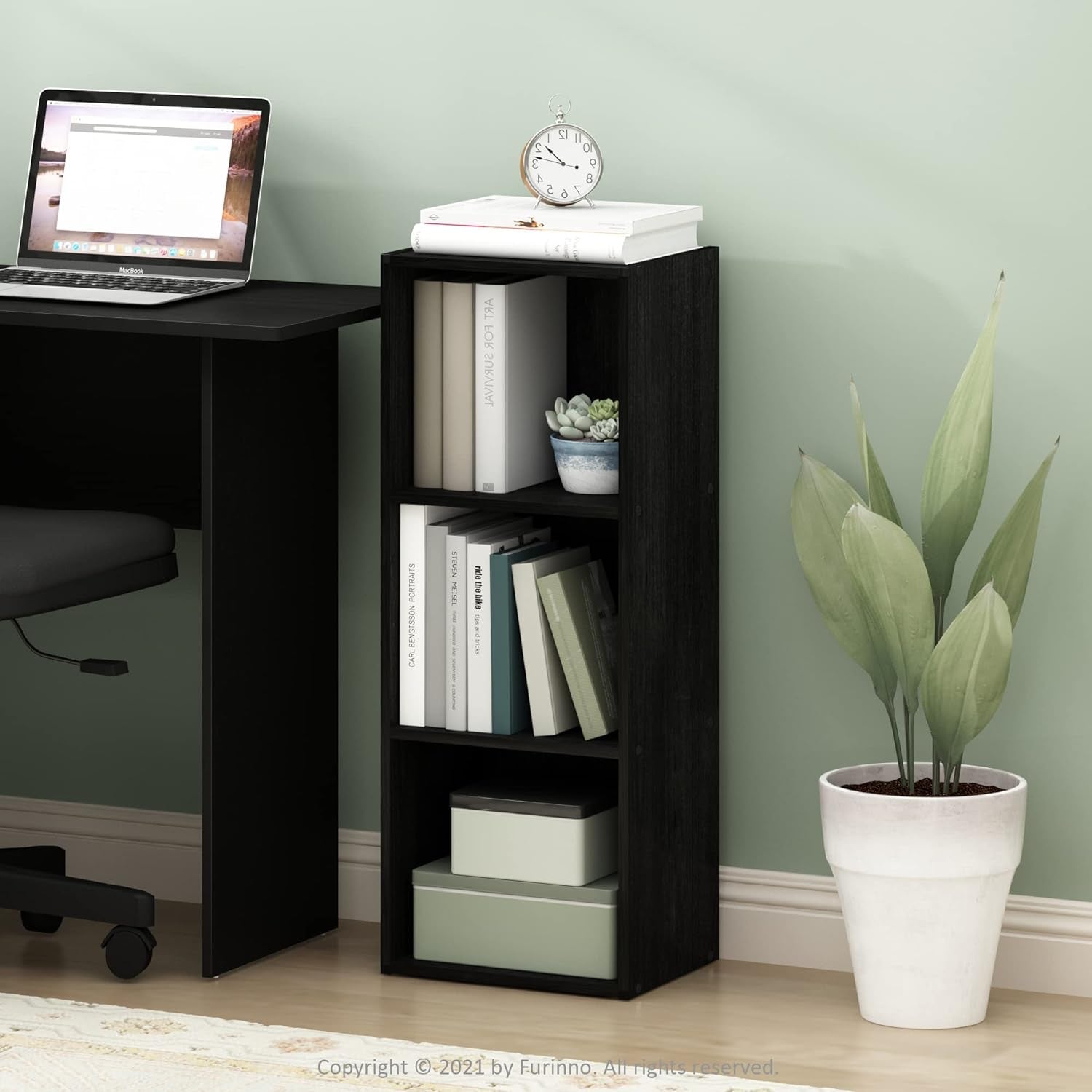 Pasir 3 - Tier No Tool Assembly Open Shelf Bookcase, Blackwood - Shellcreations