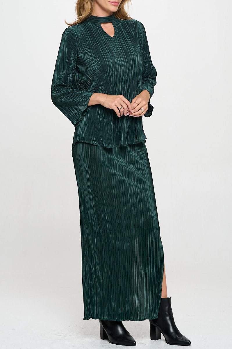 Plisse V neck Top with Open Back Detail and Tie - Shellcreations