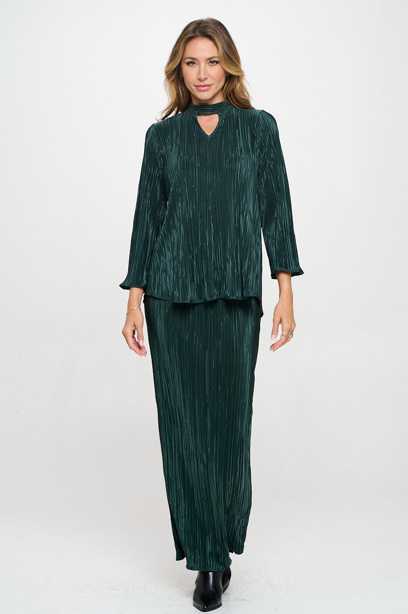 Plisse V neck Top with Open Back Detail and Tie - Shellcreations