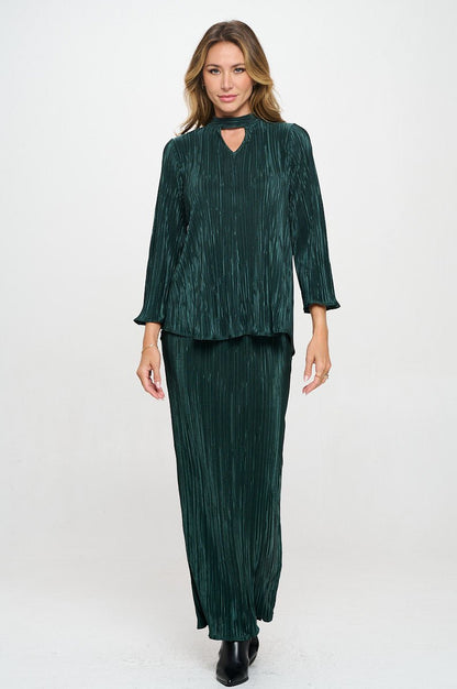 Plisse V neck Top with Open Back Detail and Tie - Shellcreations