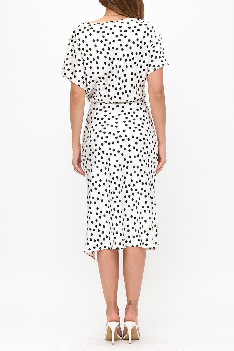 Polka Dot Dress Print With Slit - Shellcreations