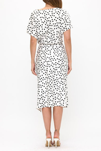 Polka Dot Dress Print With Slit - Shellcreations