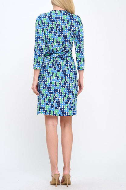 Polka Dot V neck Jersey Wrap Dress with Tie - Shellcreations