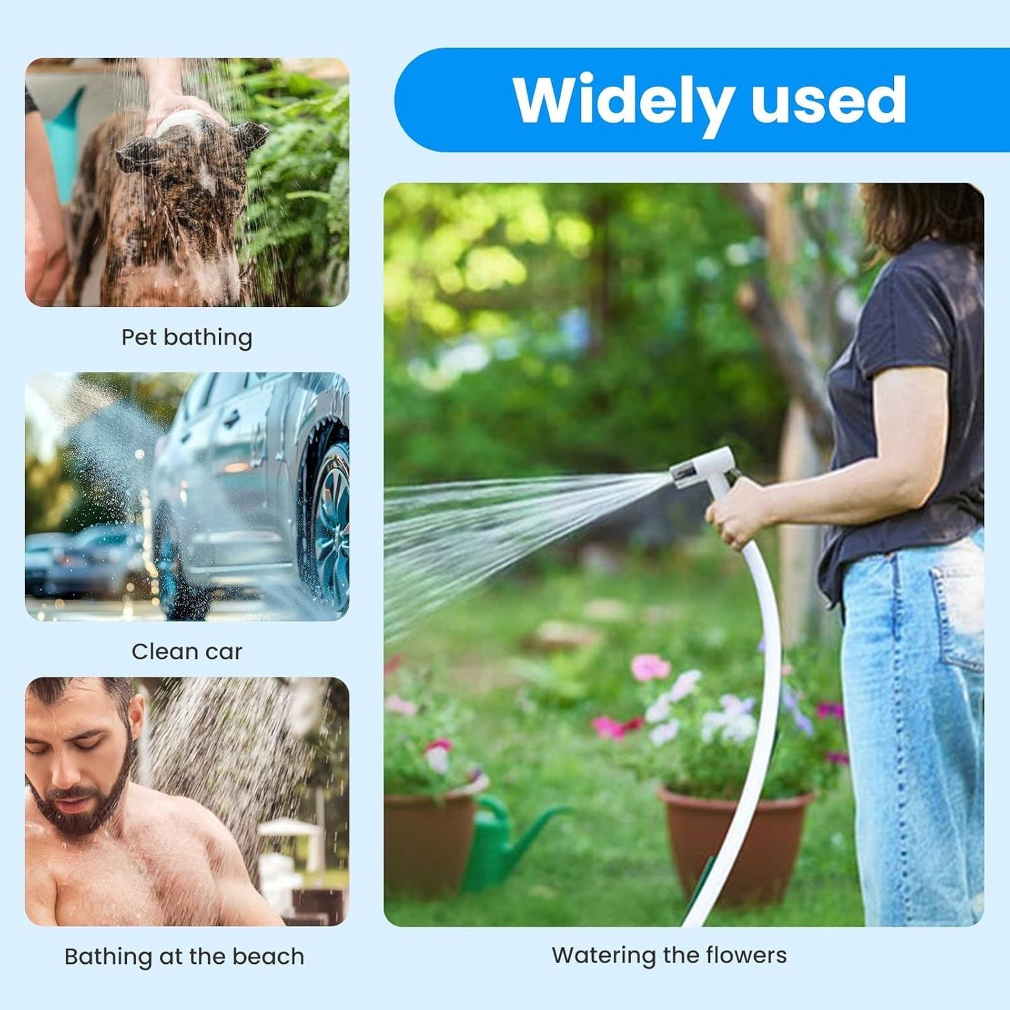 Portable USB Rechargeable shower head, Multi - Purpose Watering System,Garden Hose Nozzle with US Standard Connector for Outdoor - Shellcreations