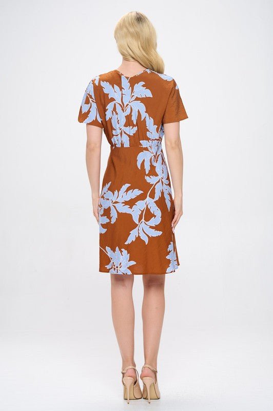 Print V neck Kimono Dress - Shellcreations