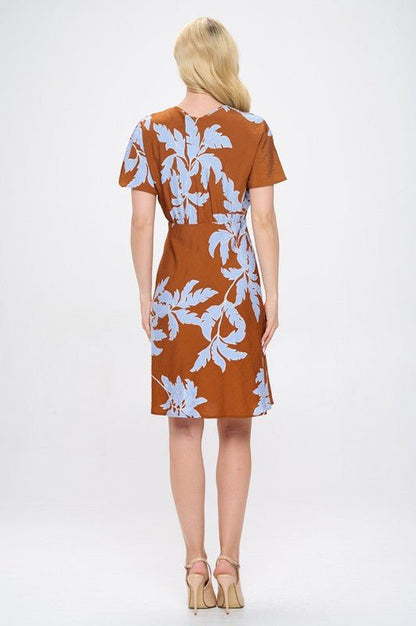 Print V neck Kimono Dress - Shellcreations