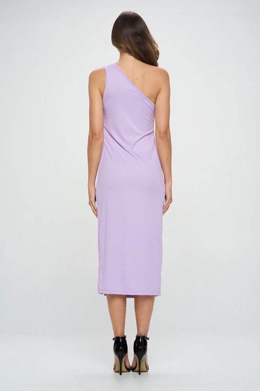 Rib Knit Sleeveless Bodycon Dress with Slit - Shellcreations