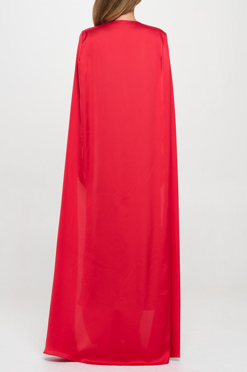 Satin Solid Draped Long Kimono Cardigan with Front Tie - Shellcreations